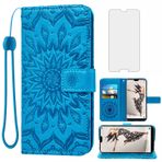 Asuwish Huawei P20 Pro için Telefon Kılıfı Temperli Cam Ekran Koruyucu ve Deri İnce Kapaklı Kapak Kart Tutucu Standı Hwauei Hawaii P 20Pro 20 P20pro Kadın Erkek Mavi