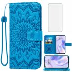 Asuwish Huawei P40 Lite 5G Cüzdan için Telefon Kılıfı Temperli Camlı Ekran Koruyucu Deri İnce Kapaklı Kart Tutucu Standı Aksesuarları Hawaii Nova 7 SE 5G P40Lite P 40 40Lite G5 Kadın Erkek Mavi