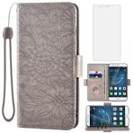 Asuwish Huawei P9 için cep telefonu kılıfı, cam folyolu, koruyucu folyo ve kart bölmeli, katlanabilir deri cüzdan, stant Hawaii P 9 EVA-L09 cep telefonu kılıfları, çiçekler, koruyucu kılıf, cep
