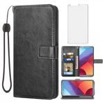 Asuwish LG G6 için cep telefonu kılıfı folyo koruyucu folyo ve kart bölmeli katlanabilir deri cüzdan stand cep telefonu kılıfları zırhlı folyo Cover LG6 G 6 ThinQ H870 cep telefonu kılıfları koruyucu