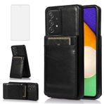 Asuwish Samsung Galaxy A53 5G 2022 için Temperli Cam Ekran Koruyucu Kredi Kartı Tutacağı Cüzdan Kapak Standı Deri Cep Aksesuarları Gaxaly A53 G5 Galaxies 53A SM A536U Kadın Erkek Siyah