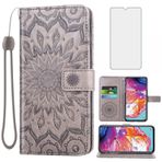 Asuwish Samsung Galaxy A70 için Telefon Kılıfı Temperli Camlı Cüzdan Kılıfları Ekran Koruyucu Ayçiçeği Deri İnce Kapaklı Kart Tutucu Standı Cep Aksesuarları Glaxay A70S A 70 Gaxaly 70A S70 Kadın Erkek Gri