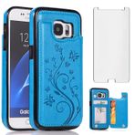 Asuwish Samsung Galaxy S7 için cep telefonu kılıfı folyolu koruyucu folyo kart bölmesi katlanabilir deri cüzdan stand S 7 7S SM-G930F SM G930F cep telefonu kılıfları koruyucu kılıf cep telefonu