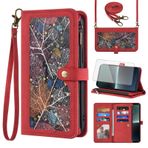 Asuwish Sony Xperia 1 V 2023 için Telefon Kılıfı Temperli Camlı Cüzdan Kapağı Ekran Koruyucu Çapraz Askılı Bilek Kayışı Deri Flip Desen Fermuarlı Kredi Kartı Tutucu Stand Cep Telefonu Sony Xperia 1 V
