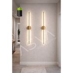 asva aydınlatma 2 Li 70 cm Eskitme Gold Kasa Ortadan Taslı Pilli Aplik Beyaz Led Pil Dahil, Dekoratif Duvar Lambası