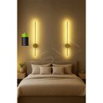 asva aydınlatma 70 cm Eskitme Gold 2’li Pilli LED Aplik – Kablosuz, Günışığı, Dekoratif Duvar Lambası Pil Dahildir