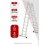Asvera 5.8 Metre Çok Amaçlı Akrobat Merdiven - 20 Basamaklı 4X5 Katlanır Profesyonel Merdiven