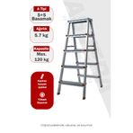 Asvera 5+5 Çift Çıkışlı Profil Merdiven Alüminyum Galvaniz Kaplama