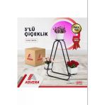 Asvera Üçgen 3 Katlı Dekoratif Çiçeklik Standı - Modern Metal Saksı Rafı Balkon Düzenleyici