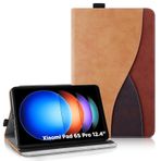 AsWant Xiaomi Pad 6S Pro (2024) 12,4 İnç İçin İnce Business Tricolor Tablet Cüzdan ve Stant Fonksiyonlu Koruyucu Kılıf - Kahverengi