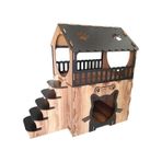 Aswood Çift Kat Teras Kedi Köpek Evi Yuvası 75 x 70 x 40 CM ahsap