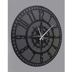 aswood Modern Roma Rakamları Büyük Duvar Saatleri, Yuvarlak Metal, Sessiz, Oturma Odası, Mutfak, Yatak Odası, Bahçe, Vintage Dekor, Siyah (pusula antrasit, 60 cm)