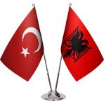 Asya Bayrak Arnavutluk Ikili Masa Bayrağı