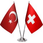 Asya Bayrak Isviçre Ikili Masa Bayrağı
