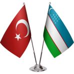 Asya Bayrak Özbekistan Ikili Masa Bayrağı