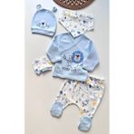 Asya Bebek Aslan Figürlü 5 Parça Hastane Çıkış Seti - 0 - 6 Ay - 04G-Mavi