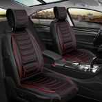 Asya geely Emgrand Uyumlu Yarı Deri Oto Koltuk Kılıfı Ön/arka Set Asya Series (Siyah-Kırmızı) - Siyah - Kırmızı