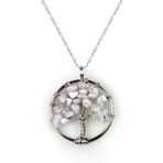 Asya Gems AYG1391 Tel Sarmalı Mavi Kalsedon Hayat Ağacı Doğal Taş Kolye