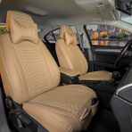 Asya Hyundai İx55 Uyumlu Deri Oto Koltuk Kılıfı Ön/Arka 5li Set Live Seri Bej