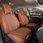 Asya Hyundai İx55 Uyumlu Deri Oto Koltuk Kılıfı Ön/Arka 5li Set Live Seri Tarçın