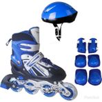 Asya Oyuncak Çift Sıra Ayarlanabilir Alıştırma Pateni + Kask + Dizlik Seti (Mavi 38-41) - 38 - 41