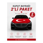Asyabayrak 2'li Paket Türk Bayraklı Araç Kaput Bayrağı Küçük Boy (100x150 cm)