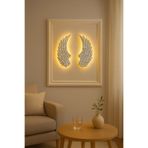 ASZEN Melek Kanadı Aplik – 50×40 cm (2 Parça) – Beyaz Gold Geçişli – 9V Pilli LED Işıklı PİL HEDİYELİ