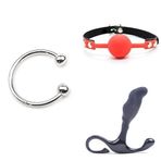 At Nalı Penis Başı Halkası 30 mm + Fetiş Silikon Top Ağız Tıkacı + Prostat Masajı Anal Tıkaç