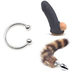 At Nalı Penis Başı Halkası 30 mm + Penis Uzatıcı Penis Halkası Siyah + Kuyruklu Anal Tıkaç Küçük