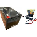 Ata Elektronik 12 Volt 12 Amper Akü 12V 12AH 20HR Çocuk Oyuncak Akülü Araçlar Için Ups Için Asansör Için + Şarj Cihazı 1 Amper Şarz Aleti Adaptör 2li Set - Siyah