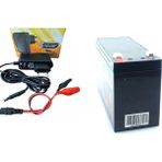 Ata Elektronik 12 Volt 7 Amper Oyuncak Araç Araba Oto Jeep Aküsü ve Akü Şarj Şarz Adaptörü Extra Maşalı Timsah Uç 2'li Set - Gri