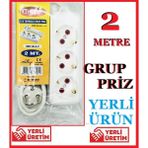 Ata Elektronik 2mt 2 Metre - Isıtıcı Fan Su Sebili Telefon Şarjı Buzdolabı Çamaşır Bulaşık Makinesi Ketıl Ütü LED Tv Televizyon Için 3lü 3 Çıkış Üçlü Türk Malı Grup Elektrik Uzatma Kablo Priz - 1 Adet