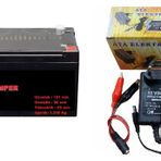 ATA ELEKTRONİK Ataelektronik Pilsan Uyumlu 12 Volt 12 Amper Akü Ve Şarj Cihazi Extra Timsah Maşali Kablolu Set Akü + Şarj
