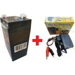 Ata Elektronik Pilsan Tombik Uyumlu 6 Volt 4A 6 V 4 Amper Süpürge Oyuncak Traktör Araba Aküsü Pili 70X48X101MM + 6 Volt 1 Amper Şarj Cihazı 2li Set