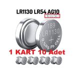 Ata Elektronik Tefal Düdüklü Tencere Pili 1 Kart 10 Adet AG10 LR1130 389 Alkalıne Oyuncak Tabanca Kronometre Lazer Sesli Konuşan Kitap Pil 10'lu Paket