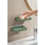 ATA HOME 2'Li Set Yapışkanlı Banyo Sabunluk, Katı Sabun Tutacağı, Lavabo Mutfak Katı Sabunluk Süngerlik Siyah Haki
