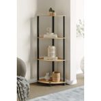 Ata Home Ahşap Duvar Köşe Raf Kitaplık Çok Amaçlı Dekoratif Modern Kitaplık Standı Ünitesi Kolay Kurulum - Bambu