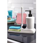 ATA HOME Armona Silikon Fırçalı Tezgah Üstü Sabunluk Mutfak Banyo Sıvı Sabunluk Takımı Süngerlik Bez Seti