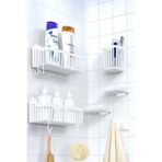 ATA HOME Banyor 6'Lı Banyo Seti Yapışkanlı Banyo Düzenleyici Şampuanlık Diş Fırçalık Sabunluk Askılık Takımı Beyaz