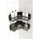 ATA HOME Banyor Köşelik Yapışkanlı Banyo Rafı, 2'li Banyo Düzenleyici, Duş Rafı Organizer Şampuanlık, Plastik