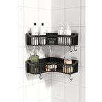 ATA HOME Banyor Yapışkanlı Banyo Köşeliği Rafı, 2'li Banyo Düzenleyici, Duvar Duş Rafı Banyo Köşe Şampuanlık