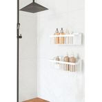 ATA HOME Banyor Yapışkanlı Banyo Rafı, 2'li Banyo Düzenleyici Organizer Duş Şampuanlık, Plastik Beyaz