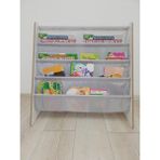 Ata Home Montessori Çocuk Kitaplık Açık Gri MDF 4 Raflı 67 cm Genişlik 64 cm Yükseklik
