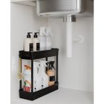 Ata Home Rafata Çok Amaçlı 2 Katlı Evye Altı Düzenleyici Askılı Banyo Düzenleyici Dolap Içi Organizer Raf Stand Tezgah Altı Organizeri ve Düzenleyicisi - Koyu Siyah