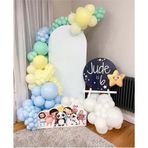 Ata Parti Dünyası ^^ Doğum Günü Konsepti Beyaz Mavi Sarı Makaron Yeşil 100 Lü Balon Zinciri