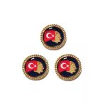 Ata Rozeti Bayraklı Çift Klipsli Altın Kaplama(Harici Rozet) X 3 Adet