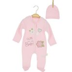 Atabay PAPATYA KALP NAKIŞLI ŞAPKALI PATİKLİ PENYE TULUM - Pembe - 3 - 6 Ay - HYT1249-Pembe-3 - 6 Ay Pembe