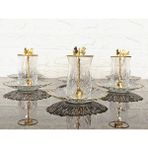 atabey home 18 Parça Çay Seti - 6 Bardak 6 Tabak 6 Kelebek Kaşik & Odin Çay Bardakli & Gold Detayli