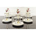 atabey home 18 Parça Porselen Tabakli Çay Seti-6 Bardak-6 Tabak-6 Kiraz Kaşik- Eva Bardak Gold Detayli