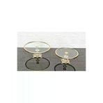 atabey home 2'li Cam Yuvarlak Servis Tabaği 20+25 Cm-Sunumluk Döküm Gold Çerçeve Ve Döküm Ayak çerçeveliseriyuvarlak